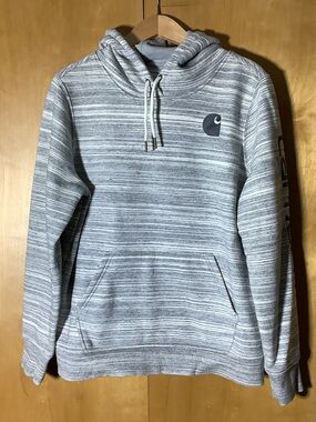 Carhartt white and gray striped hoodie, size XL